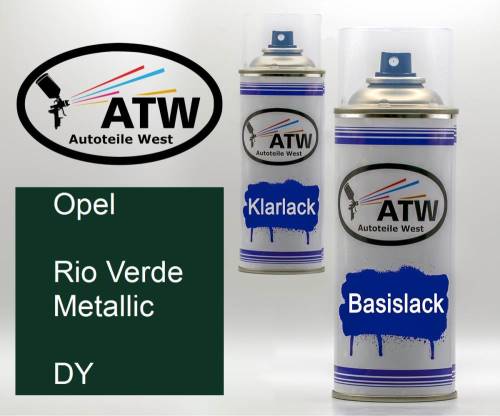 Opel, Rio Verde Metallic, DY: 400ml Sprühdose + 400ml Klarlack - Set, von ATW Autoteile West.